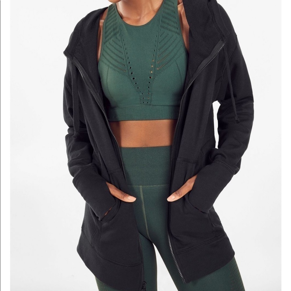 Fabletics black oversized tunic length hoodie NWT - image 1